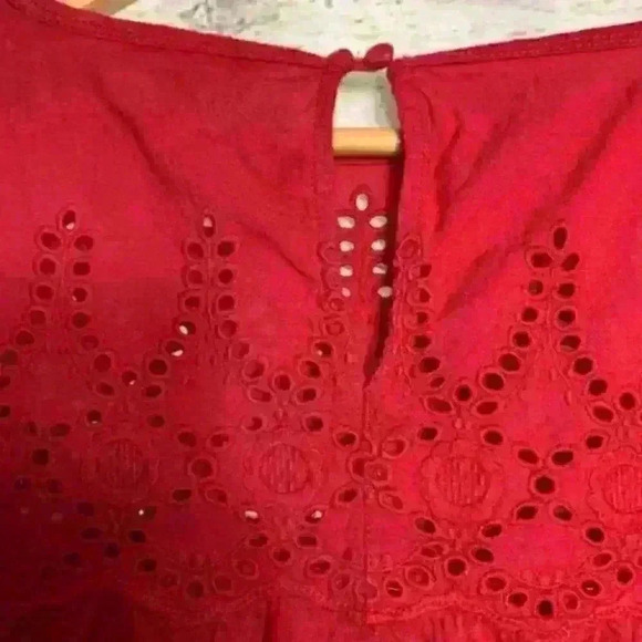 J. Crew red flutter sleeve eyelet babydoll top xs - Picture 10 of 11